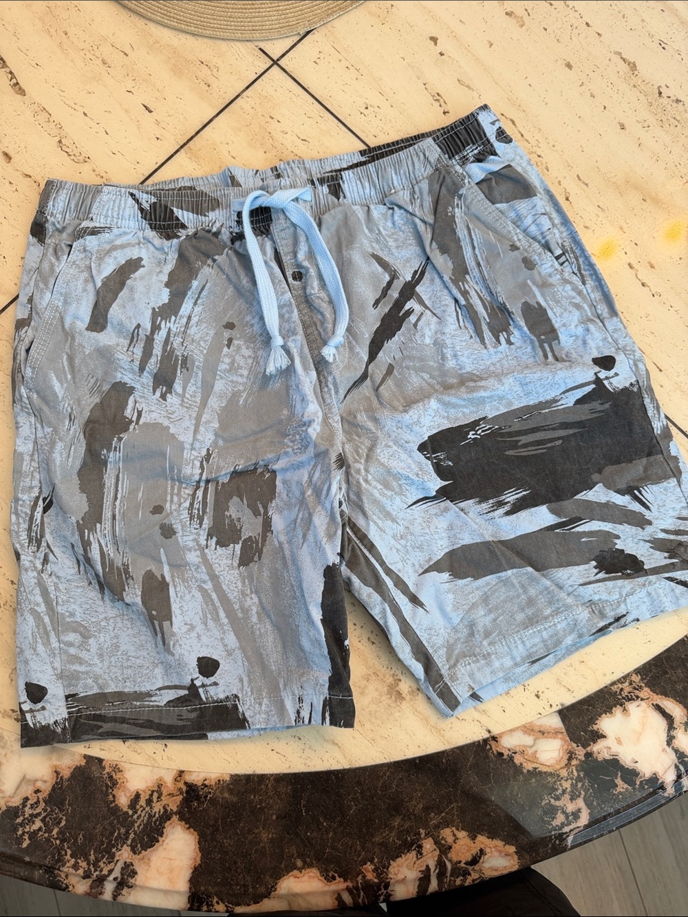 Men's Light Blue Abstract Print Board Shorts by Urbanpipe